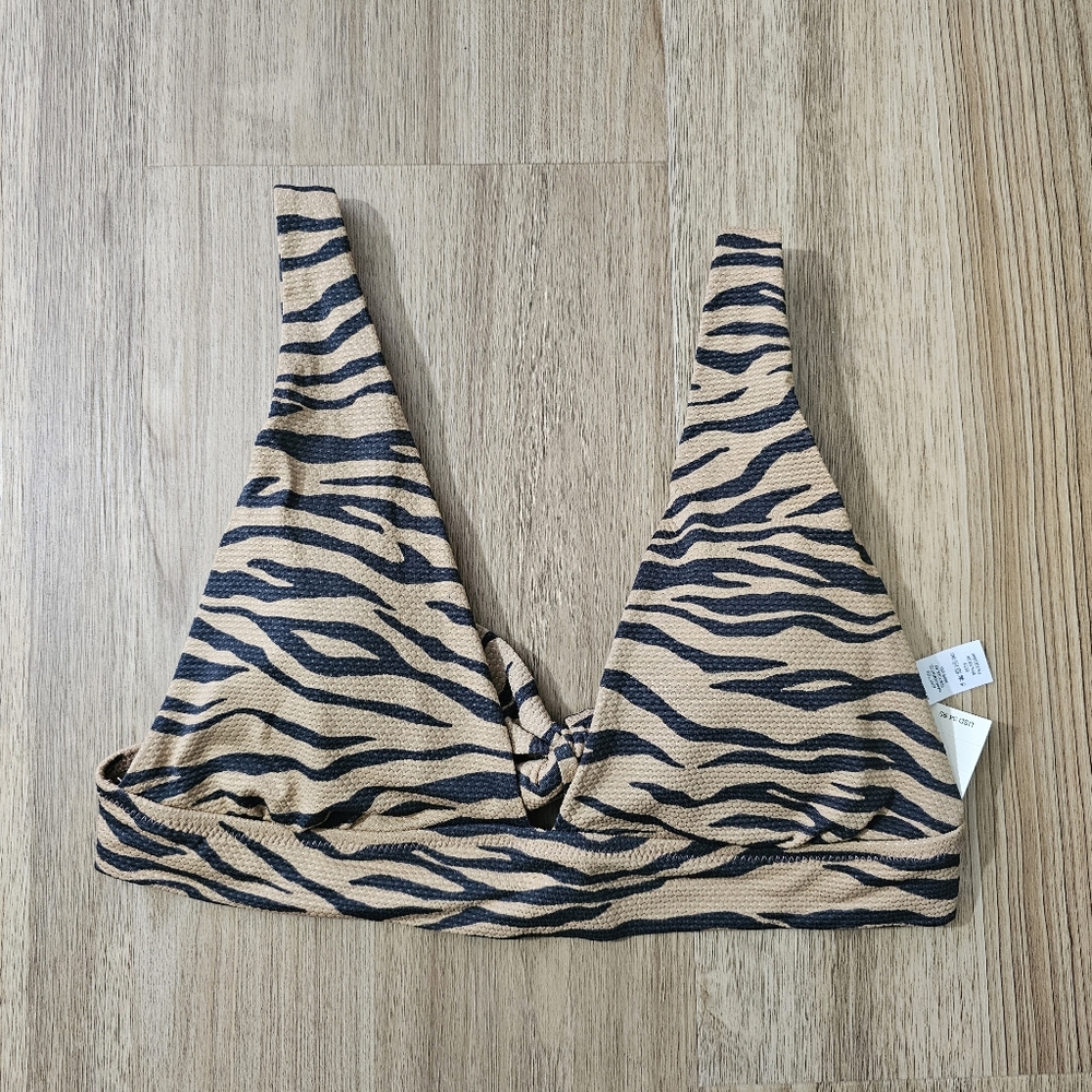 Aerie‎ Pique Triangle Bikini Top Brown Black Zebra Stripes Medium - Picture 5 of 9